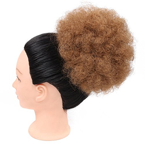 afro Kinky Curly Fluffy Chignons Updo Hair Bun Parrucchino sintetico Cozy capelli ciambella chignon chignon con elastico per capelli corti per donne nero