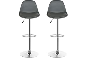 LANTUS Tabourets de Bar Lot de 2 pivotant- Lot de 2 chaises de Bar réglable,Réglable en Hauteur et Rotative à 360°，Robuste et Ultra Silencieux-Gris-2pc