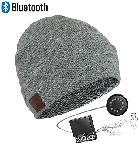 Zibaar Bluetooth Beanie Bluetooth Hat Bluetooth Beanie Hat Headphone Beanie Hat Wireless Music Beanie Headset Combined with Bluetooth V4.1 Stereo Speaker Hands Free Talking-Unisex Grey