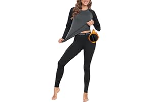 CheChury Intimo Termico Donna Invernale Attivo Caldo Completo Maglia Termica Manica Lunga e Pantaloni Caldo Tuta Termica Funzionale Set Termico Donna Pigiama Invernale Sci Set Quick Dry Sportiva Set