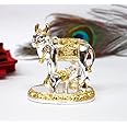 Gold Art India Kamdhenu Cow with Calf Idol Gold Silver Plated (Two-Tone)| Home Decor Gaay Bachda Cow |Calf for Vastu | Positive Energy | Wealth Idol Diwali Puja | Housewarming 3.3" Inch, Silver
