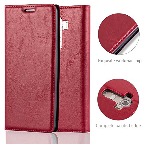 LG G4 Funda Estilo Libro de Cuero Sint  tico en ROJO MANZANA de Cadorabo  Dise  o IM  N INVISIBLE      Cubierta Protectora con Cierre Magn  tico  Tarjetero y Funci  n de Suporte     Protecci  n Carcasa Caja Etui Case Cover