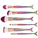 6 Pcs Mermaid Makeup Brush Set Synthetic Kabuki Foundation Blending Blush Eyeliner Face Powder Brush Makeup Brush Kit Beauty Cosmetic Tools (Colorful)