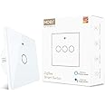MOES Tuya ZigBee Smart Touch Switch No Neutral Wire No Capacitor Needed, also Works with L & N wire, Compatible with Smart Life Tuya App Alexa Google Home, Tuya ZigBee Hub Needed, 1 Gang, White