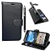 Produktbild für Samsung Galaxy J3 2016 Hülle, [ Plain Black Book ] Kunstleder Tasche PU Schutzhülle Tasche Leder Brieftasche Hülle Case Cover + Stylus (Plain Black Book)