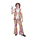 Produktbild Charm Rainbow Hippie Hose Herren Vintage Mexiko 70er Jahre Mann Hippy Blumen Glocken Hose Fasching Karneval Set 2 Größe (M-L)