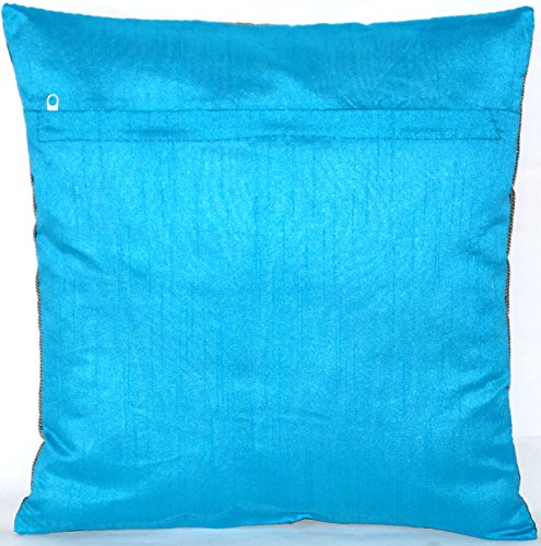 Turquoise / Türkis Indische Seide Deko Kissenbezüge 40 cm x 40 cm, Extravaganten Deko Kissenbezüge für Wohnzimmer und Schlafzimmer Dekoration, Kissenhülle aus Indien. Angebot gültig solange der Vorrat reicht - 2