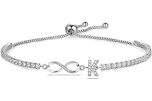 SAMINO Bracelet Femme Infini Initiales de Tennis Bracelets Pour L'amitié Des Sœurs,Cadeau pour Femme Bracelet Cadeaux Noël Femme Anniversaire Diplômé