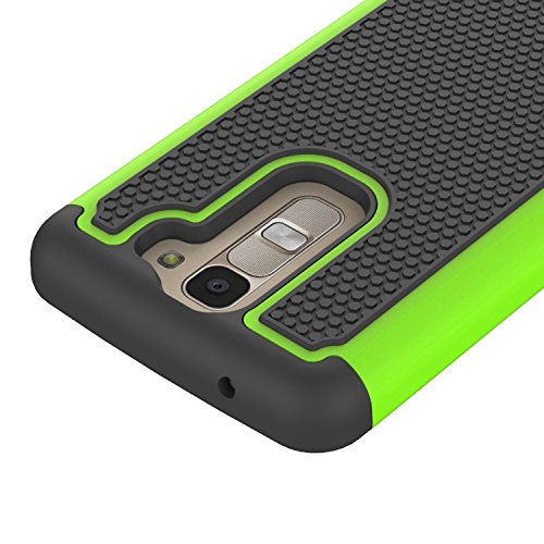 Colel Funda para LG K8  LG Escape 3  LG Phoenix 2  armadura h  brida con doble capa  absorci  n de choques  protecci  n con protector de pantalla de cristal para LG Escape 3  LG K8  LG K350N verde