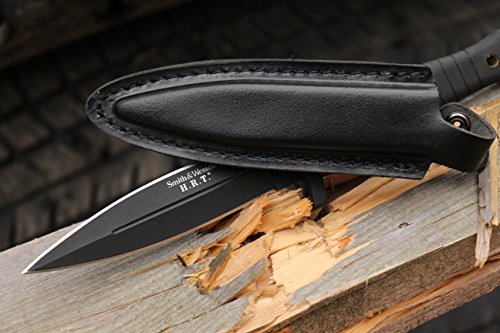 Smith and Wesson Messer Stiefelmesser schwarze Lederscheide mit Metall-Clip Gesamtlänge: 22.9 cm, 234813 - 6