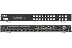 FOURKAY 8 x 8 4K HDMI matrisbrytare med nedskalning, ARC, HDR10+, HLG, Dolby Vision, Atmos