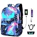 Produktbild WYCY Anime Cartoon Leucht Rucksack Fashion Schultasche mit USB-Ladeanschluss und Anti-Diebstahl-Sperre & Federmäppchen, Unisex Schule Bookbag Rucksack (Starry Blue Teufelsauge)