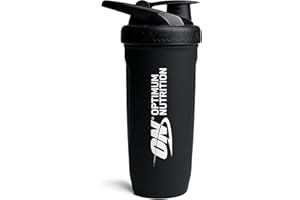 Optimum Nutrition Reforce Steel Smartshake - Botella mezcladora de proteínas de acero inoxidable de grado alimenticio, botella sin BPA con tapa abatible a prueba de fugas, fácil de transportar para