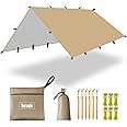 3X4m Camping Tarp Tent Shelter Lightweight Hammock Rain Fly for Bushcraft Picnic Backpacking Outdoor Survival Bivvy Tent (beige)