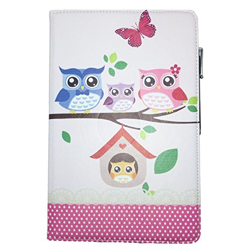 Archos 101b Oxygen – 10.1 Zoll Drehbare Tablet Schutztasche mit Standfunktion + Touch Pen – 10.1 Zoll Baby Eulen 360° - 4