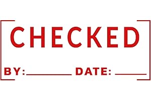 Printtoo Checked by Date Self Inking Rubber Stamp Pre-Inked Office Stamp- Home Office Business Stationery, 47 x 20 mm Red
