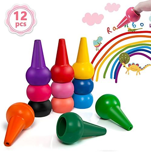 Eklead Toddler Crayons - Palm-Grip Crayons,12 Colours Paint Crayons Sticks Stackable Toys Non Toxic Toddler Crayons Drawing Pencil Safe for Kids, Toddlers, Child