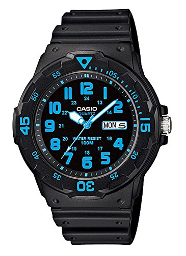 Casio Collection Herrenuhr Armbanduhr Analog Quarz Uhr mit Resinband schwarz/Blau MRW-200H-2BVEF