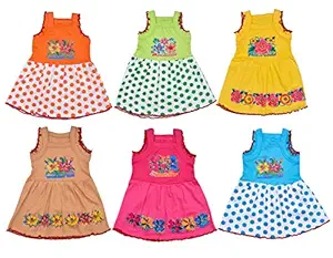 Baby Girl Dress Soft Hosiery Cotton Girl Frock Jhabla Dress New Born Baby Clothes Set Pack of 6 Multicolored Frock (0-3 Months)