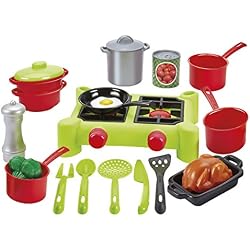 Jouets Ecoiffier - 2649 - Dînette Réchaud 100 % Chef - Ustensiles, vaisselle, aliments - 21 pièces - Dès 18 mois - Fabriquée en France