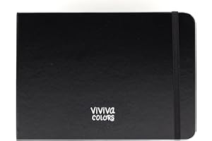 Viviva Skissbok, A5-landskap, 100% bomull, 300 GSM, 40 sidor (20 ark), premium fuskläderbunden, perfekt för akvarellmålning