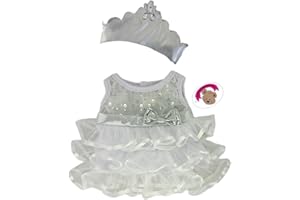 Build Your Bears Wardrobe 5060322143071 Snow Queen Dress and Crown teddy bear clothes Teddybär-Kleidung, weiß