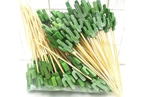 AILEXI Palillos de cóctel palillos de madera de 100 cuentas Comidas para fiestas frutas Sandwich mordiscos - Cactus Verde