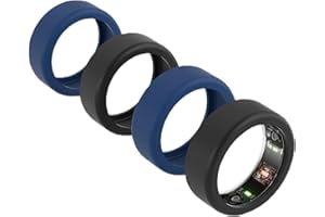 SNYEEST 4-Pack Silicone Ring Cover Compatible with Oura Ring Gen 3/ULTRAHUMAN Ring AIR Protector, Anti-Scratch Elastic Case Finger Wrapper for Woking Out Women Men (Black*2+Blue*2, S for 5/6/7/8/9/10)