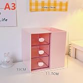 Masa&uuml;st&uuml; Kalemlik Organizer 7 B&ouml;lmeli Kawaii Kapaklı Mini &Ccedil;ekmeceli Kalemlik - Pembe
