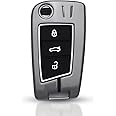 Keycept™ Metal Alloy key cover for Skoda and Volkswagen - Kushaq | Octavia | Kodiaq | Superb | Slavia | Passat | Taigun | Tiguan | Virtus | T Roc 3 button flip key (Cover).