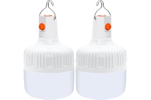 BoloShine 2 Pack Camping Lantern, 500 Lumen LED USB Rechargeable Camping Light 3 Modes Outdoor Work Light Bulb, Water Resistant Camping Lamp t for Emergency Hiking Fishing Power Cuts