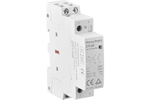 Heschen Household AC Contactor, CT1-20, Ie 20A, 2 Pole, Two Normally Open, DC 12V Coil Voltage, 35mm DIN Rail Mount