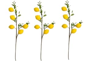 XIZHI Künstliche Zitronenzweige, 48,3 cm, schöne gelbe Zitronenzweige, Dekoration für Zuhause, Urlaub, Bauernhaus, Tischdekoration und Heimdekoration, 3 Stück