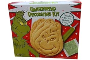 AMAMITRADE Decorate Your Own Grinch Cookies Decorating Kit 177g - No Baking Required - Includes 4 Biscuits, Sprinkles & Icing - Christmas Eve Fun For Kids