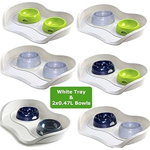 Cat Dog 2grau Schalen 0.47L + Schacht 3Farben Lebensmittel Wasser Gericht Füttern Kätzchen Bone Pet Animal