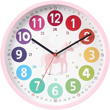 Klokken voor kinderen, leerklok zonder tikkende geluiden, kleurrijke Klokken voor kinderen, leerklok zonder tikkende geluiden, kleurrijke