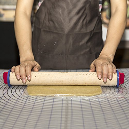qseven verstellbar Buche Holz Teig Rolling Pin mit 4 Größe der bunten Ringe - 5
