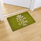 Relaxdays Fußmatte Kokos KEEP CALM 40 x 60cm Kokosmatte mit rutschfester PVC Unterlage Fußabtreter aus Kokosfaser als Schmutzfangmatte und Sauberlaufmatte Fußabstreifer für Außen und Innen Matte, grün - 2