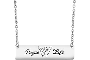 KUIYAI Vintage Pogue Life Halskette TV-Show-inspiriertes Geschenk OBX Geschenk Surfen Mädchen Geschenk für Mädchen Frauen, 4*1, Edelstahl, Edelstahl