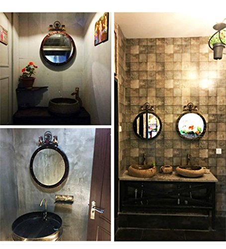 YANZHEN Retro Walled Badezimmer mit Make-up-Spiegel Industrial Wind Wasserhahn Spiegel Eisen Dekorative Anhänger Kreative Home Beauty Mirror Großes Muttertagsgeschenk - 4