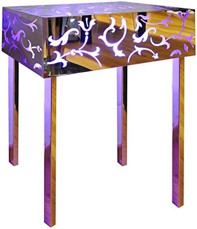 Plexiglass Cube Bedside Table Console Table, In Steel Outdoor Mirror and Plex Magenta/Light Garden Lamp Bedroom Living Room