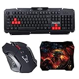 teclado woxter rx1000k 【Powered by Woxter】 Woxter Stinger FX 95 W KIT - Kit gaming inalámbrico compuesto por teclado wireless multimedia, ratón con resolución ajustable (800, 1200, 1600 DPI) y alfombrilla de 28x24cm