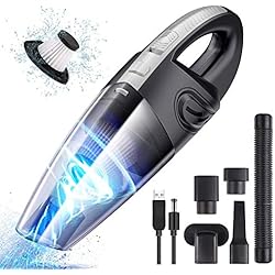 URAQT Aspirateur à Main Sans Fil, Puissant Usb Aspirateur Portatif Rechargeable 2200mAh 100W Aspirateur de Voiture avec lavable filtre haute densité pour Maison, Voiture, Table, Humide et Sec