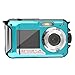 Produktbild Digitalkamera Wasserdicht Blau, Unterwasser Kamera Shockproof Digital Kompakt digitale Videokamera Full HD 1080p, 24 Megapixel, 2,7 Zoll, w / Dual farbenreiche LCD-Anzeigen Dual-Display, 16-fach Zoom Digital-Summen-Kamerarecorder DVR DV Videogerät, Wasserdicht Bis 3M