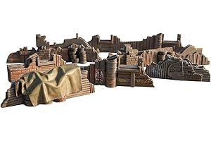 3D Vikings Set di 7 ostacoli Shanty: scenario di gioco di ruolo da tavolo in stile industriale e terreno di guerra per miniature da 28 mm