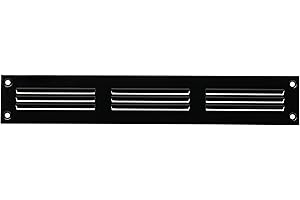 LIRAST 300x50mm / 12x2 inch Black Metal Ventilation Grille - Air Vent Cover with Insect Mesh