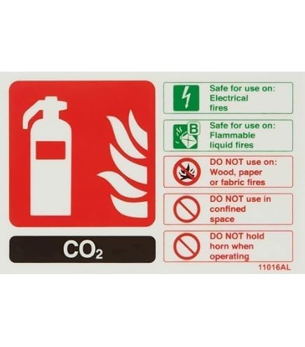 Vsafety 11015AR-S Cartello Estintore Spray Schiuma, Non Usare Su Apparecchi Elettrici, Adesivo Orizzontale 200x150 Mm, Beige/nero/verde/rosso