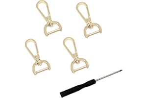 Kireida® Pack de 4 mosquetones con articulación giratoria y 1 destornillador, para bolsos, bolsos, accesorios de negocios, accesorios de bricolaje, correa de hombro intercambiable (dorado)