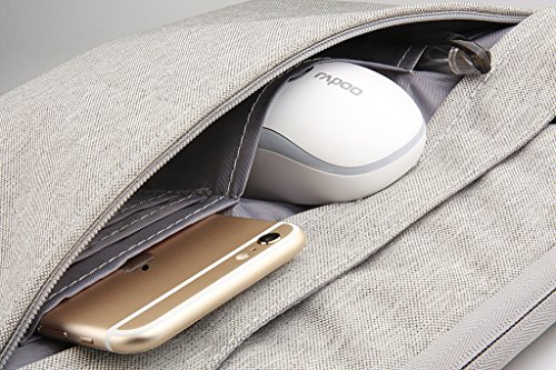 Yvonnelee Hochwertige Nylon Laptop Tasche Notebook Hülle für Apple MacBook Air, Pro, Retina 11/ 11.6/ 12/ 13/ 13.3/ 15 Zoll zum Umhängen mit Henkel Einstellbaren Schulterriemen und Zubehörfach Grau -M - 5