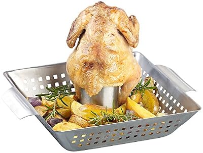 Rosenstein & Söhne Chicken de poulet Griller : Support de grillade pour barbecue avec récipient Aroma pour toute volaille Poulet (Griller pour poulet)